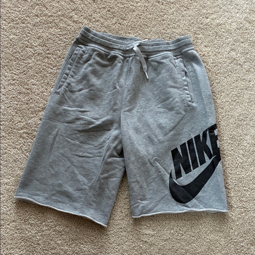 Nike Men's Athletic Gray Shorts with Black Logo